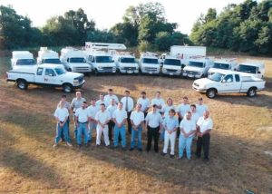 Field technicians and the Paul A. Nickle, Inc. fleet in the late 1990s